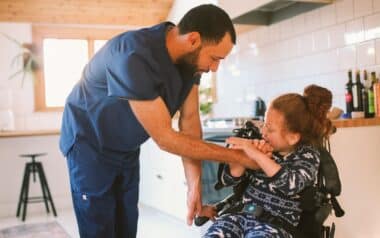 Home Nurse Taking Care of a Child with Cerebral Palsy Ndis