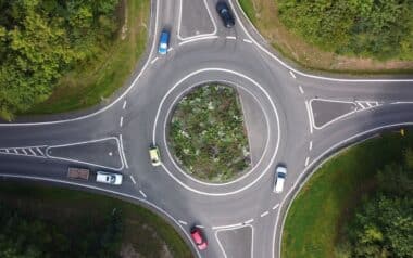 Roundabout with cars