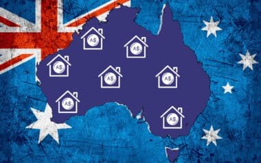 Map of Australia with housing icons