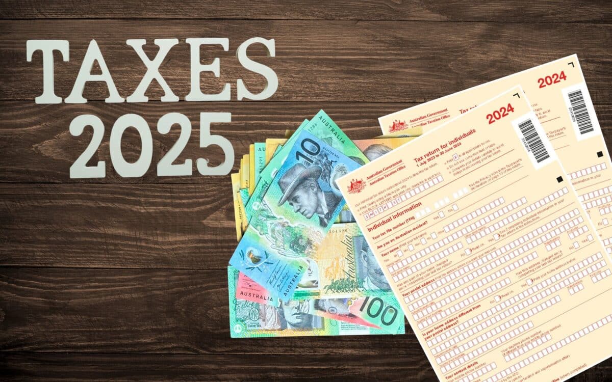 Australian Currency on Wooden Background