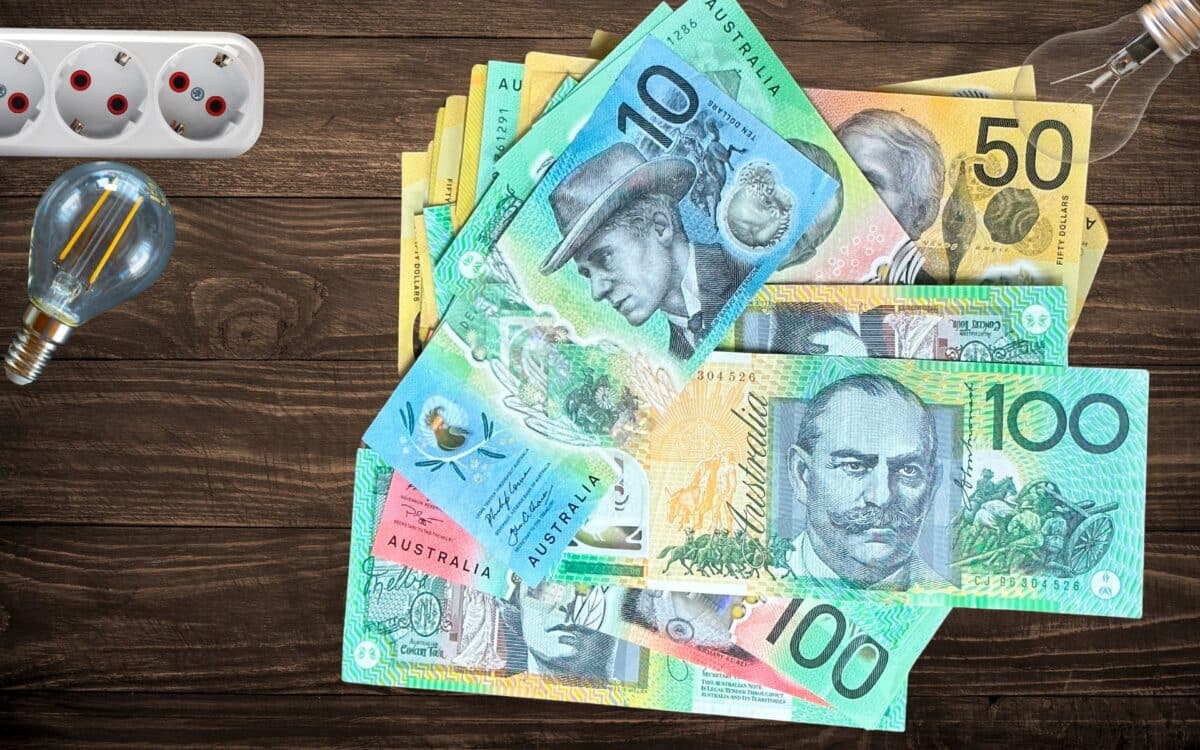 Australian Currency on Wooden Background