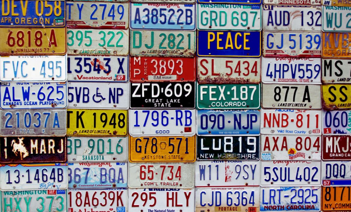 Collection of old licence plates