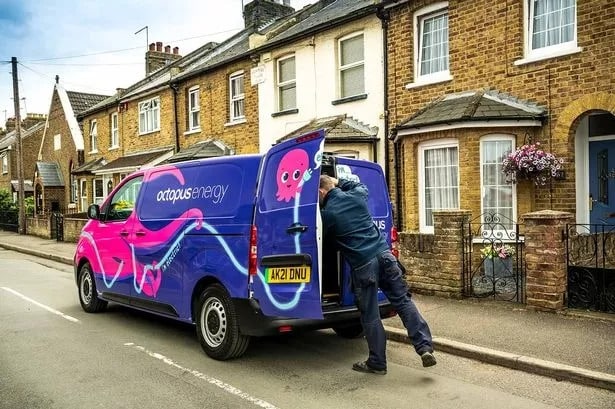 Octopus Energy van parked on a residential street