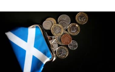 A wallet adorned with the Scottish flag