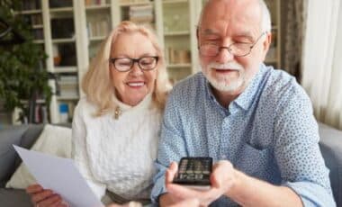 Two Smiling Pensioners, a man and a woman