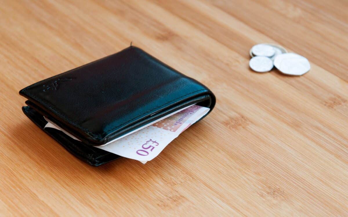 Wallet with british money note