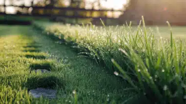 UK garden mowed lawn