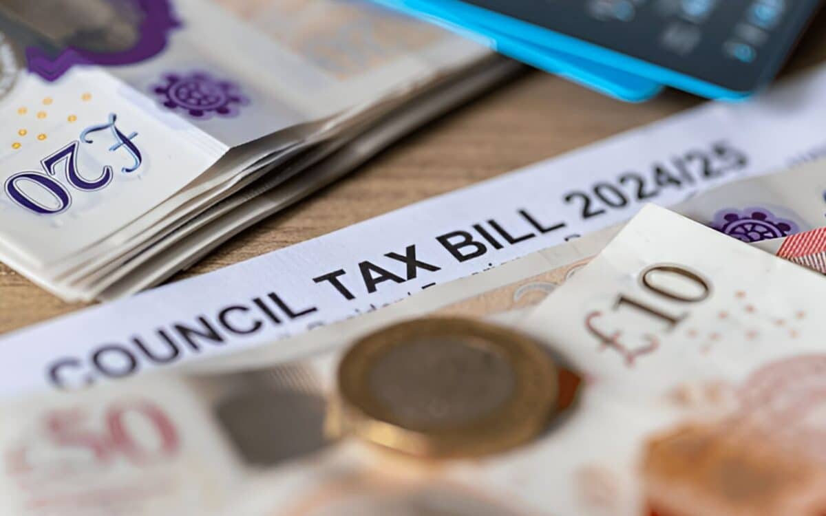 Council tax bill for 202425 surrounded by UK currency