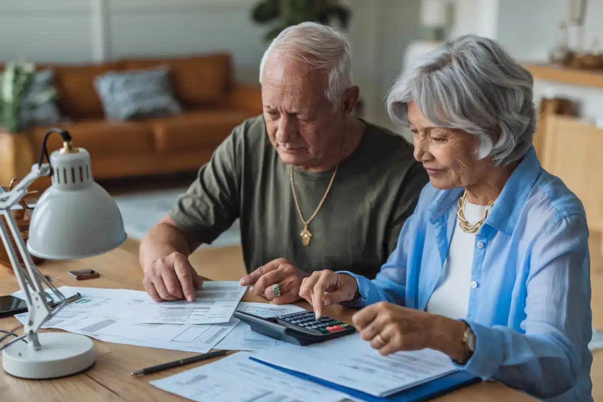 Elderly calculating state pension