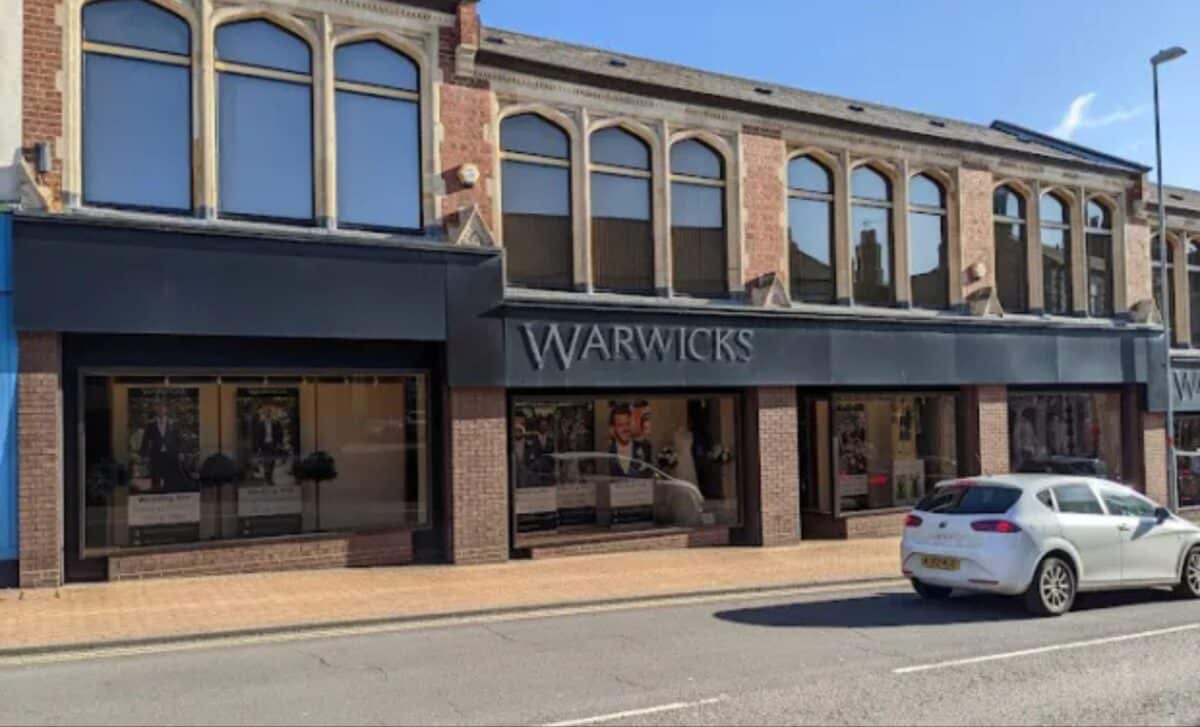 The outside of a Warwicks High Street Store