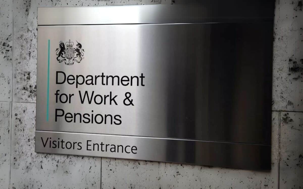 A sign for the Department for Work & Pensions (DWP)