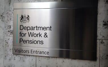 A sign for the Department for Work & Pensions (DWP)