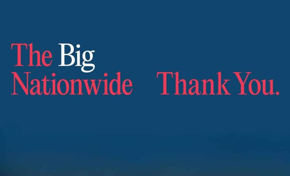 Nationwide thank you