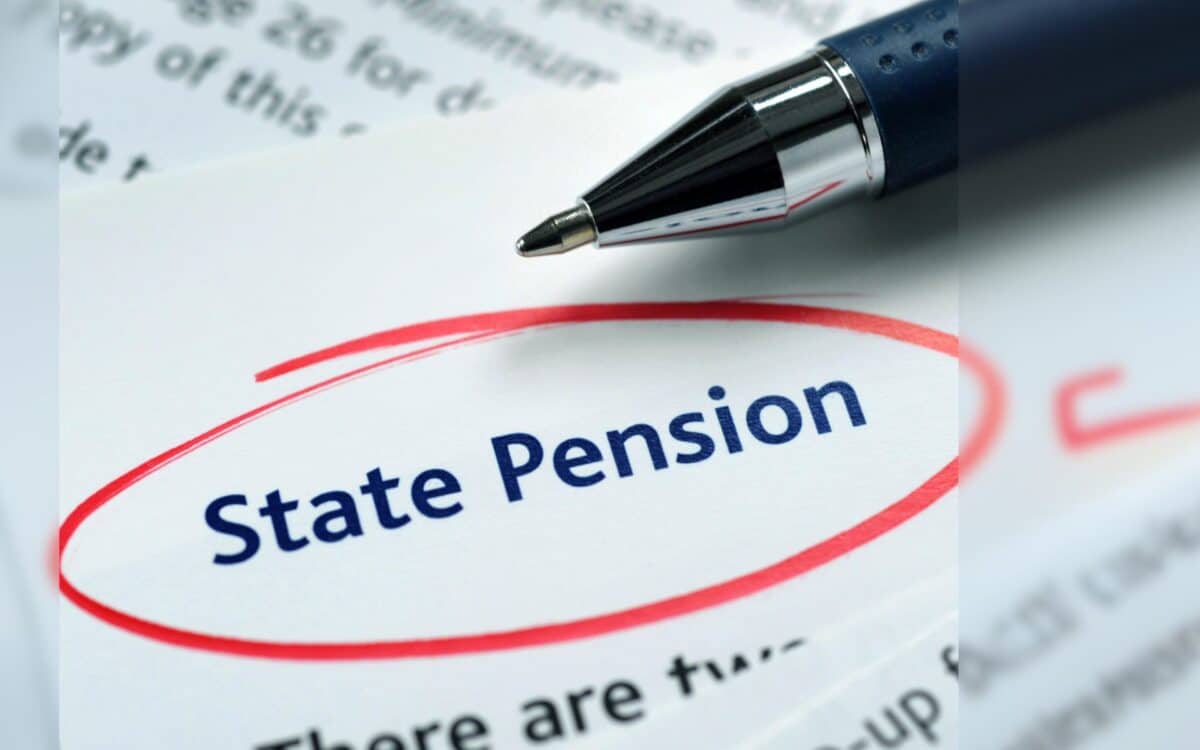 State Pension" circled on document