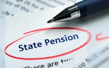State Pension" circled on document