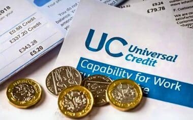 Universal Credit statement with several pound coins