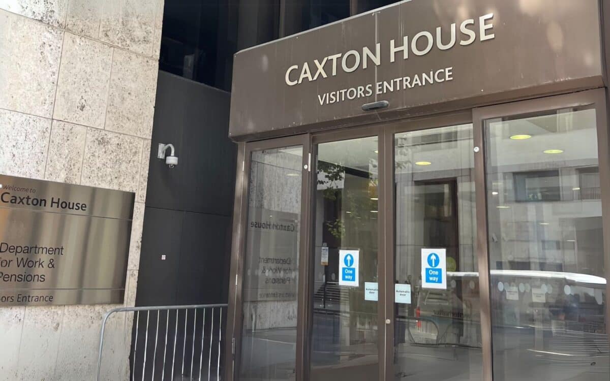The entrance to Caxton House, which houses the Department for Work & Pensions (DWP)