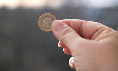 British 20p coin