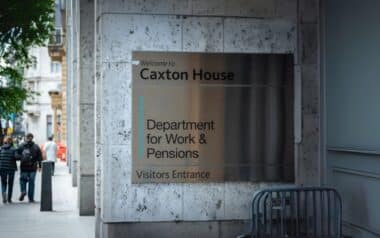 The entrance to Caxton House in London, home to the Department for Work & Pensions (DWP)