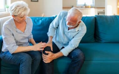 Senior man with knee arthritis