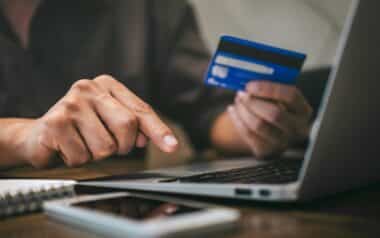 Person Using a Credit Card Online