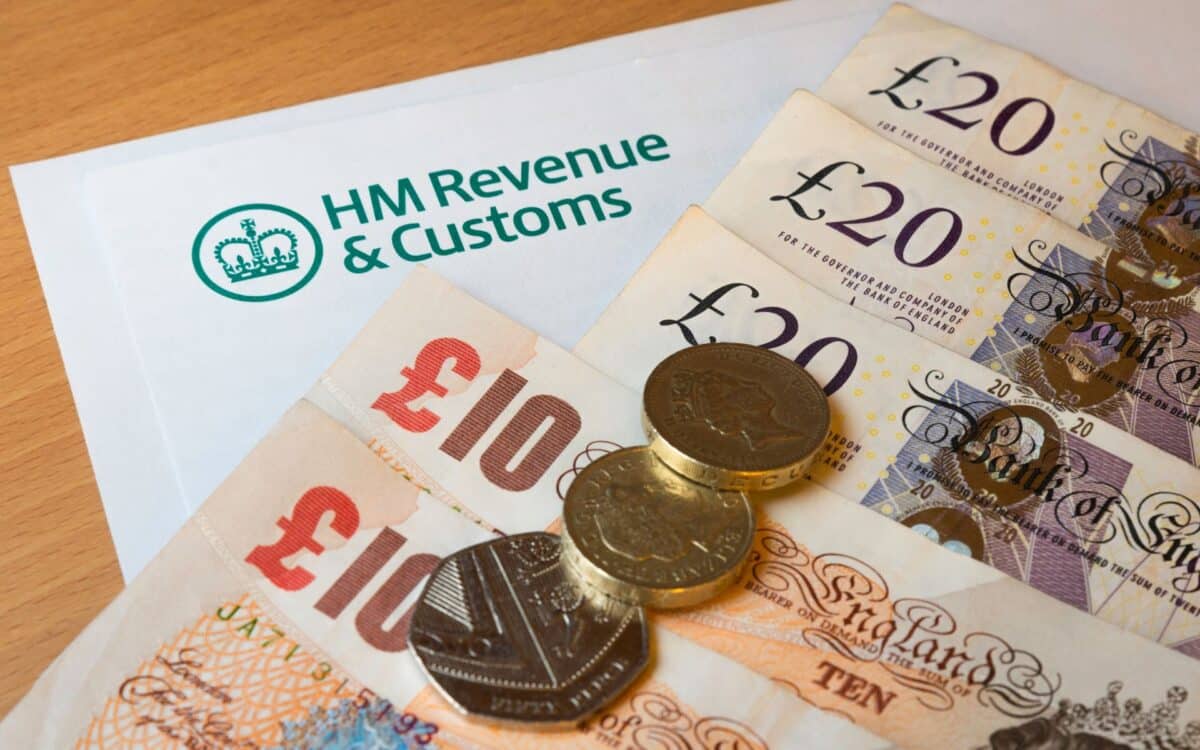 HMRC form with money