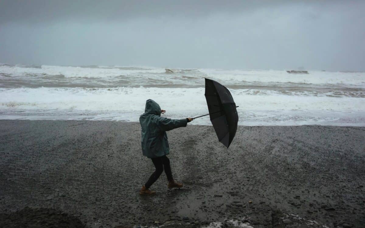 Person with Umbrella in the storm