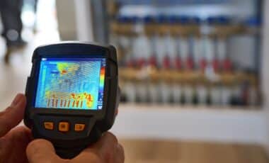 Man using thermal camera to reduce energy loss