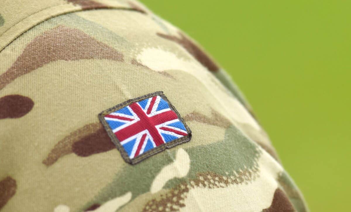 UK flag on soldier arm