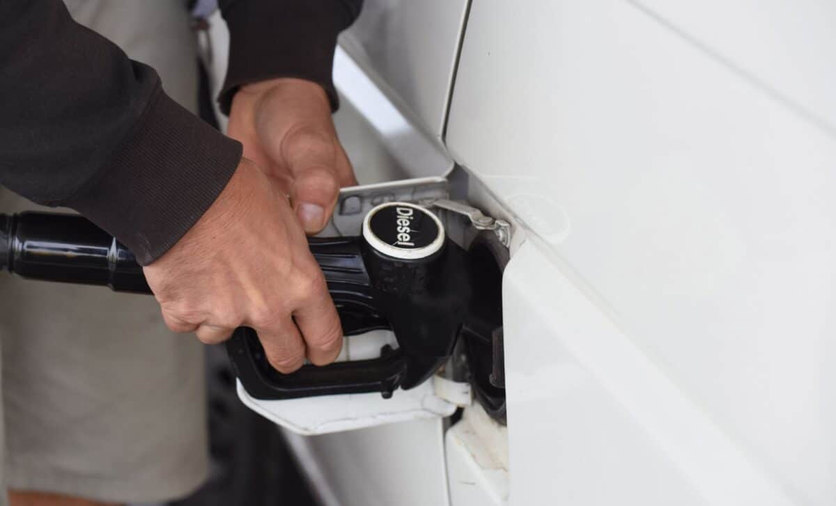 Man filling up car with diesel