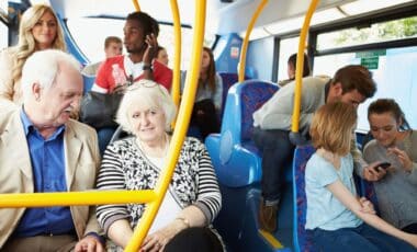 Interior of Bus with Passengers