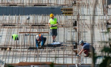 Workers in construction site