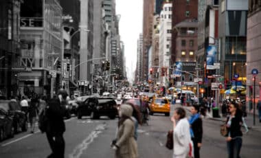 New York People Walking In The Street, Half Black And White