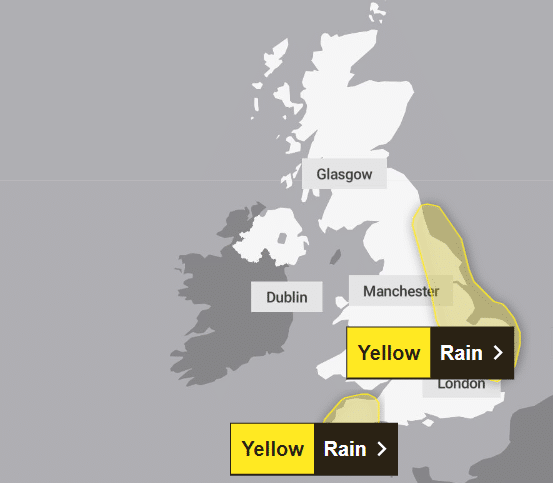 Weather Map Of Areas Where Rain Is Expected To Hit The UK This Evening - 2024-02-10