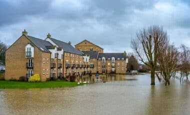 Rainy Weather And Flooding At St Ives In Cambridgeshire Today