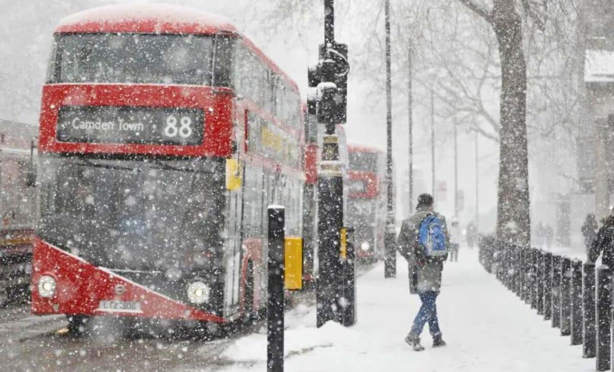 Snow Falling In Central London