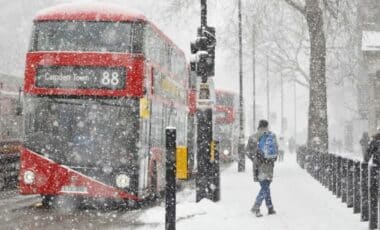 Snow Falling In Central London