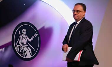 Andrew Bailey, Governor Of The Bank Of England (boe), Arrives The Interest Rate Decision News Conference