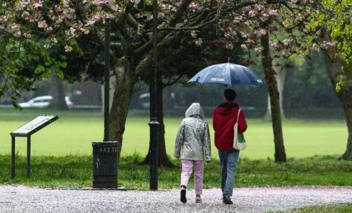 Weather - Two Persons Walking With An Umbrella