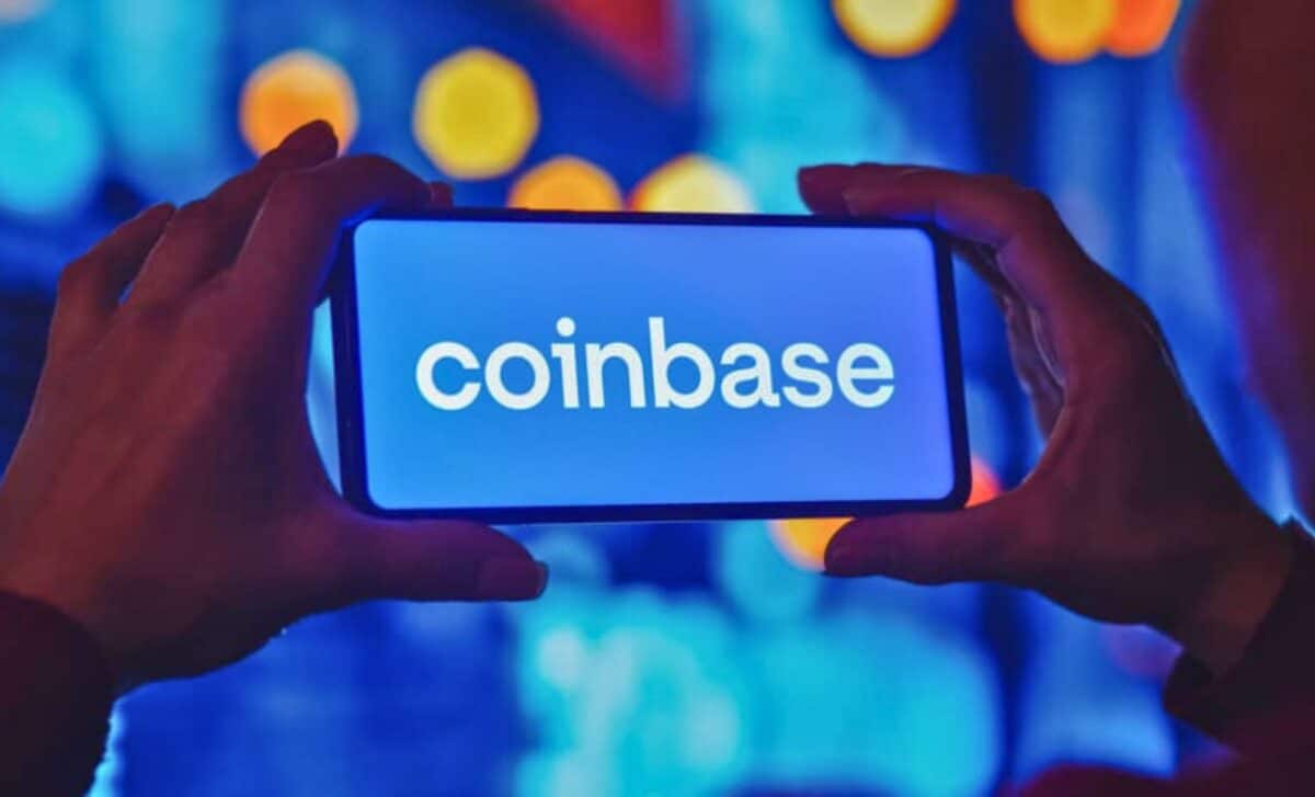 Coinbase Logo On A Phone Screen