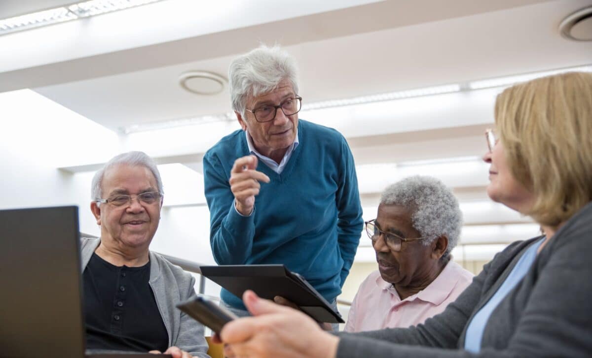 A Group of Retirees Discussing Public Sector Pensions