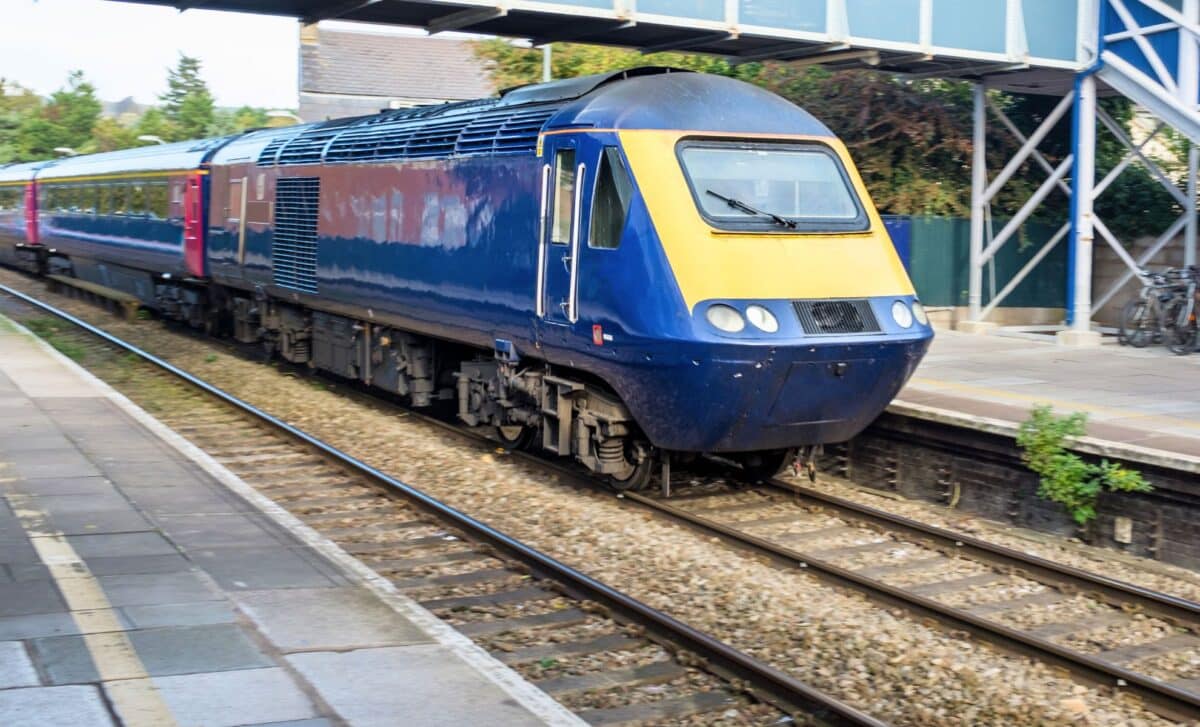 An Intercity Train Pulling Into A Station In The Uk.