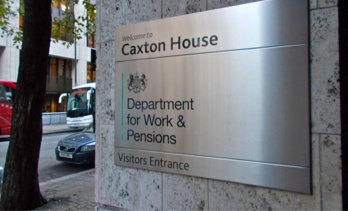 Sign for the Department for Work and Pensions (DWP) at the entrance of Caxton House: DWP Announces Major Benefits Increase for Millions of Claimants