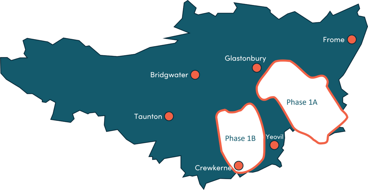 Eligible Areas Map For The First Phase Of The New Partnership Between Thermly And Retrofit Somerset Thermly