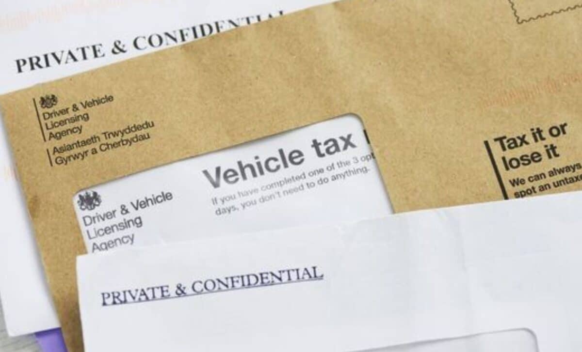 Dvla Envelopes Marked "Private & Confidential", With Notices About Vehicle Tax And A Warning, "Tax It Or Lose It"