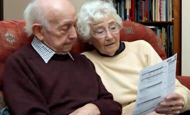 Elderly Couple Reading A State Pension Age Notice