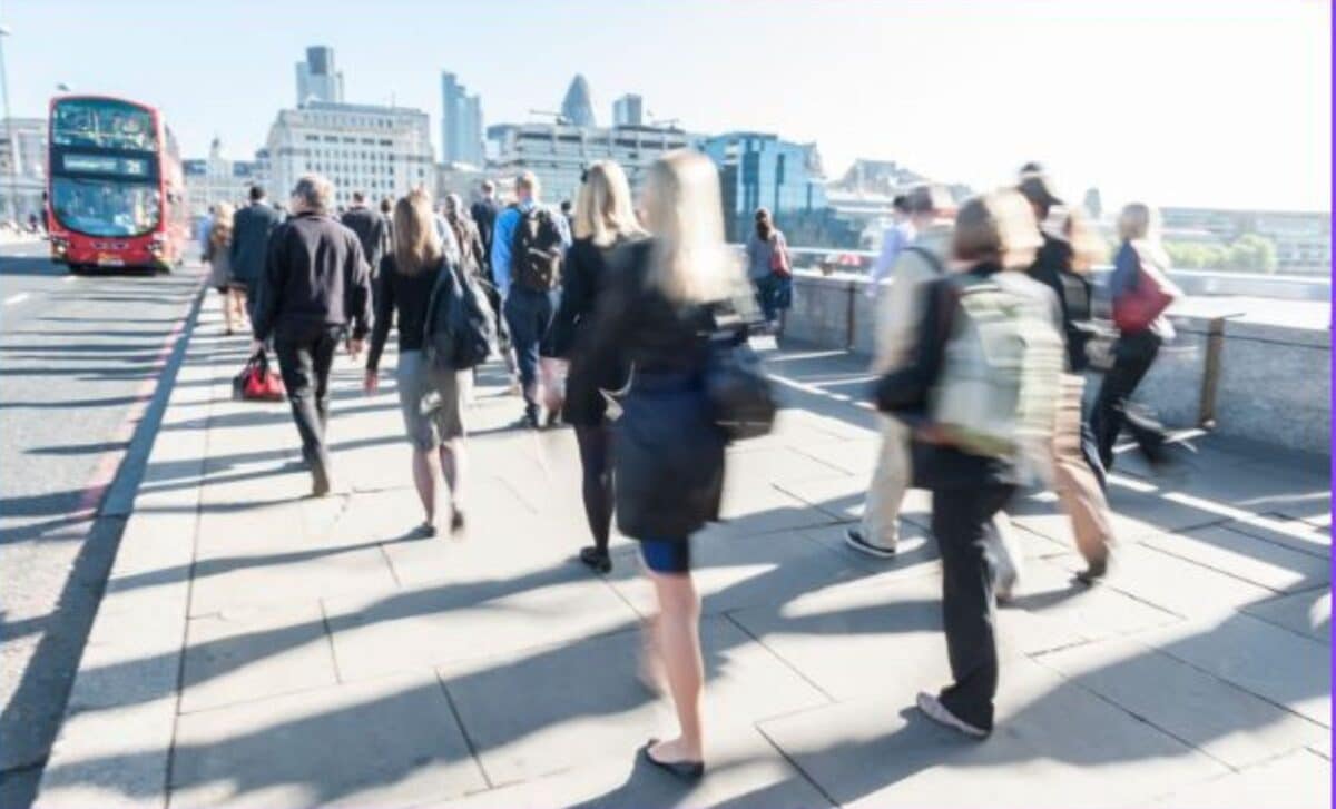 Crowd Of People Likely Heading To Work In London Uk