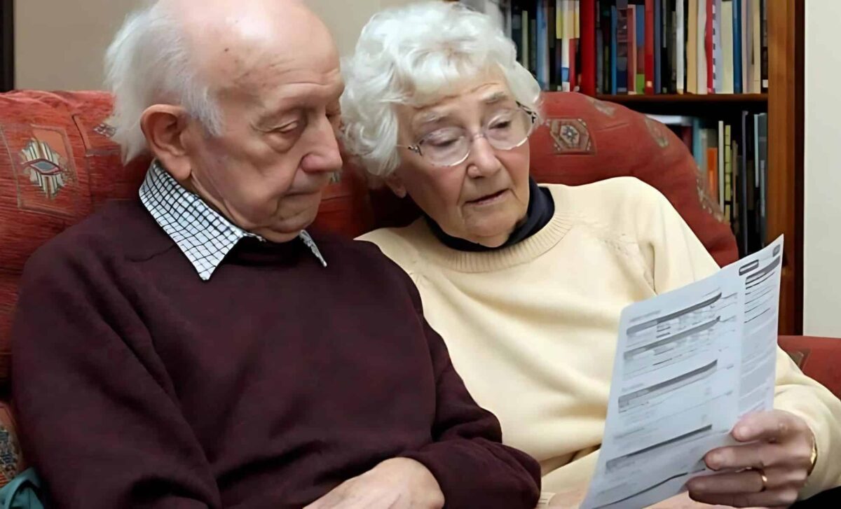 Elderly Couple Reading A State Pension Notice