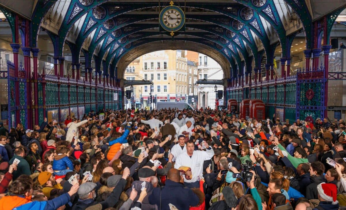 Joints Of Meat Are Sold To Customers During The Annual Harts' Christmas Meat Auction At Smithfield Market