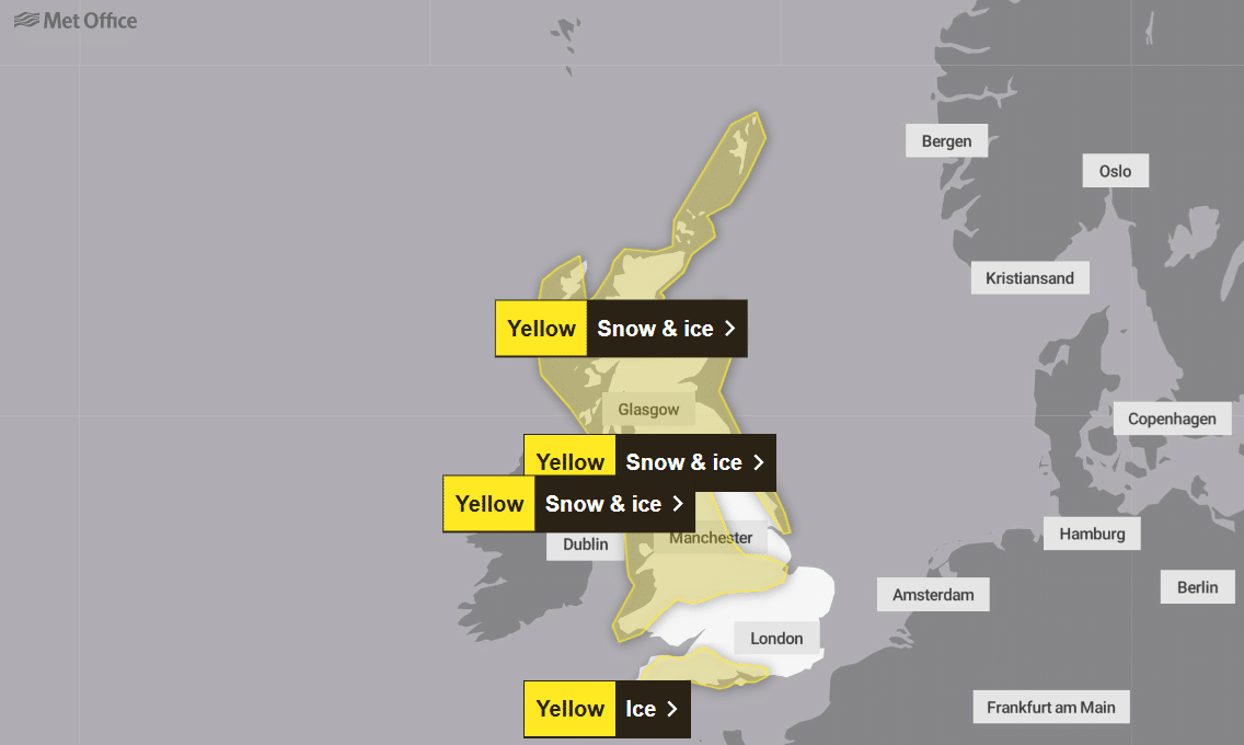 Met Office Weather Warnings Thursday, 21 November